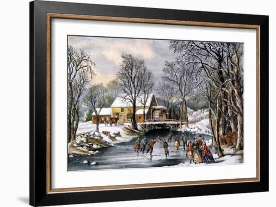 Winter Pastime, 1870-Currier & Ives-Framed Giclee Print
