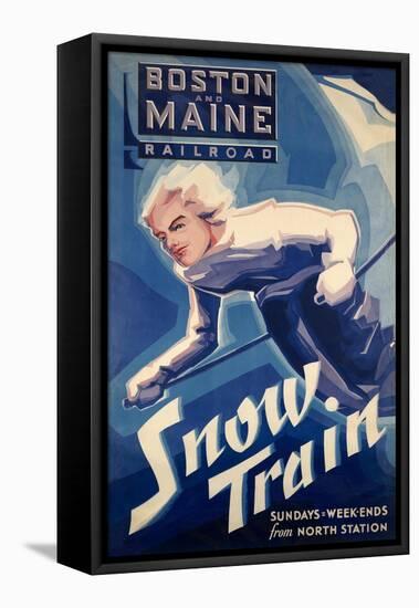 Winter Rail for Skiing-Vintage Lavoie-Framed Premier Image Canvas