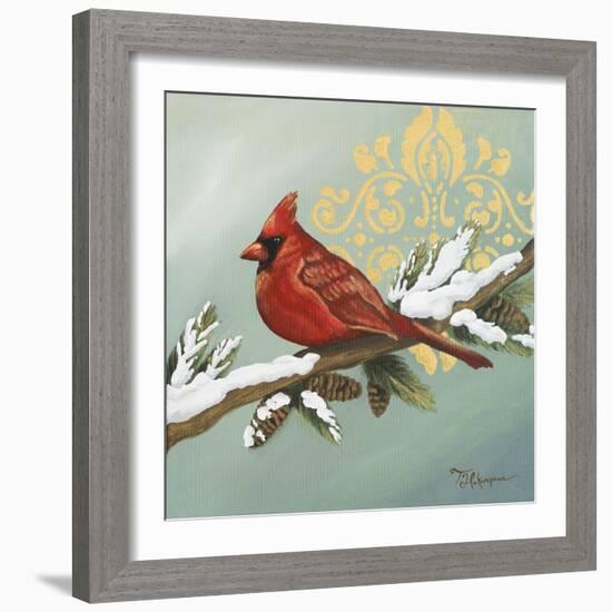 Winter Red Bird II-Tiffany Hakimipour-Framed Art Print