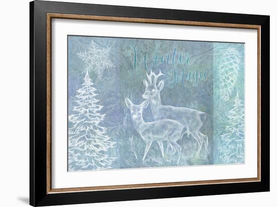 Winter Roebuck and  Roe Deer-Cora Niele-Framed Giclee Print