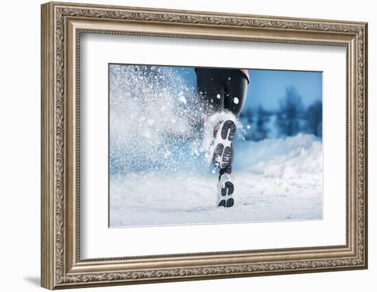 Winter Running Woman-HalfPoint-Framed Photographic Print