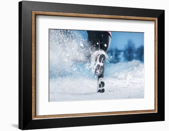 Winter Running Woman-HalfPoint-Framed Photographic Print