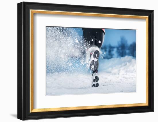 Winter Running Woman-HalfPoint-Framed Photographic Print