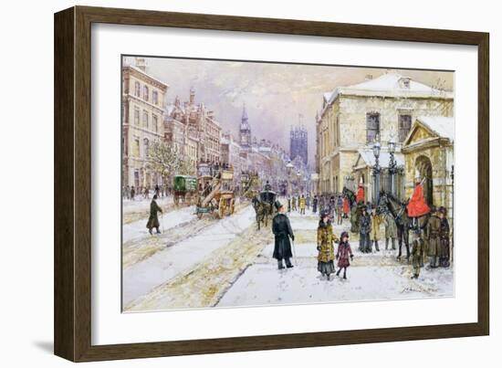 Winter's Mantle - Horse Guards', Whitehall, C.1890-John Sutton-Framed Giclee Print