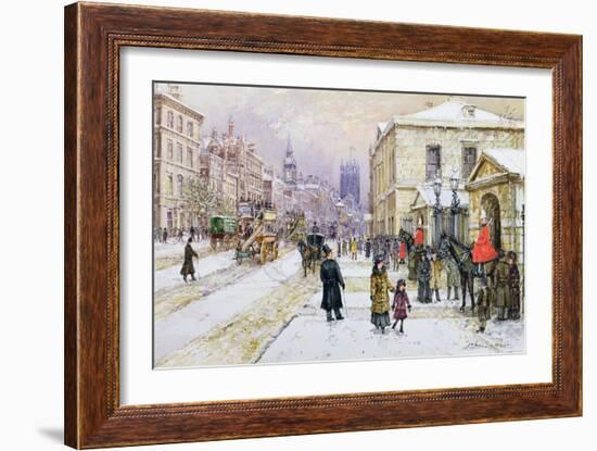 Winter's Mantle - Horse Guards', Whitehall, C.1890-John Sutton-Framed Giclee Print