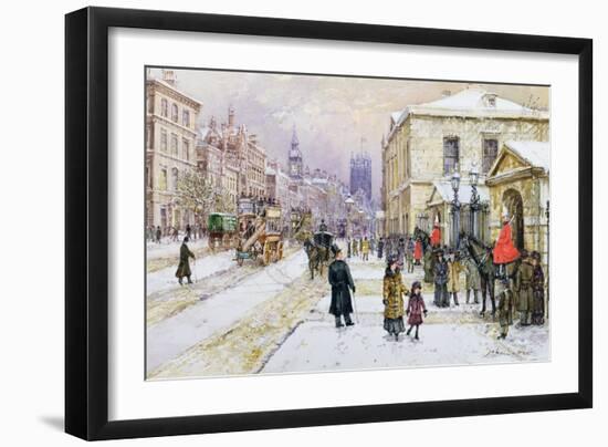 Winter's Mantle - Horse Guards', Whitehall, C.1890-John Sutton-Framed Giclee Print