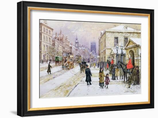 Winter's Mantle - Horse Guards', Whitehall, C.1890-John Sutton-Framed Giclee Print