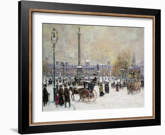 Winter's Mantle, Trafalgar Square, London-John Sutton-Framed Giclee Print