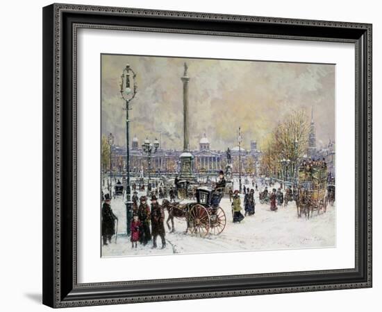 Winter's Mantle, Trafalgar Square, London-John Sutton-Framed Giclee Print