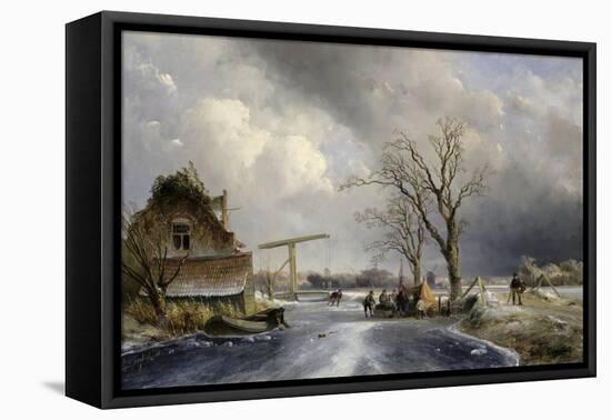 Winter Scene, 1846-Johan-Barthold Jongkind-Framed Premier Image Canvas