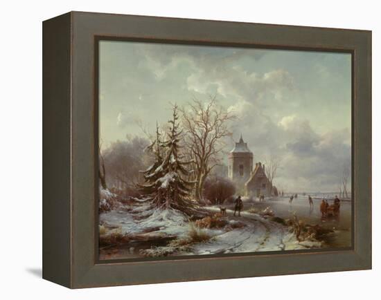 Winter Scene, 19Th Century-Andreas Schelfhout-Framed Premier Image Canvas