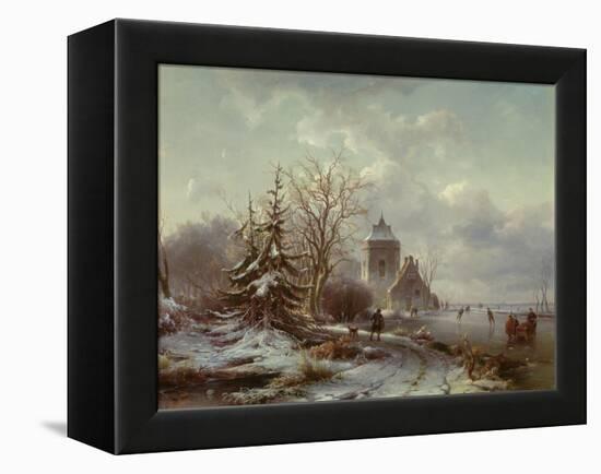 Winter Scene, 19Th Century-Andreas Schelfhout-Framed Premier Image Canvas