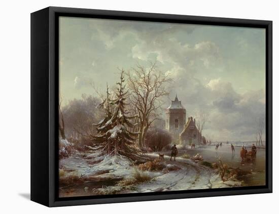 Winter Scene, 19Th Century-Andreas Schelfhout-Framed Premier Image Canvas