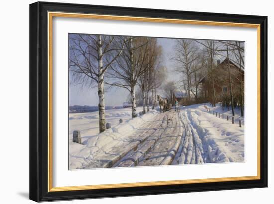 Winter Scene, Dalarne-Peder Mork Monsted-Framed Giclee Print