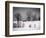 Winter Scene, Hill and Trees, Hut and Foreboding Sky-Sheila Haddad-Framed Photographic Print