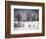 Winter Scene, Hill and Trees, Hut and Foreboding Sky-Sheila Haddad-Framed Photographic Print