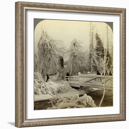 Winter Scene, Luna Island, Niagara Falls, New York, USA-Underwood & Underwood-Framed Photographic Print