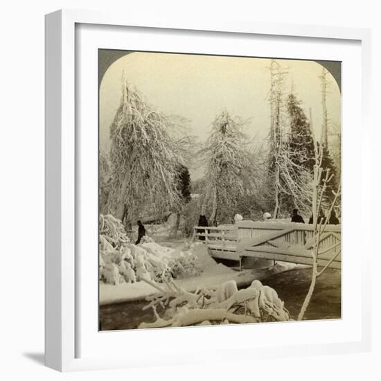 Winter Scene, Luna Island, Niagara Falls, New York, USA-Underwood & Underwood-Framed Photographic Print