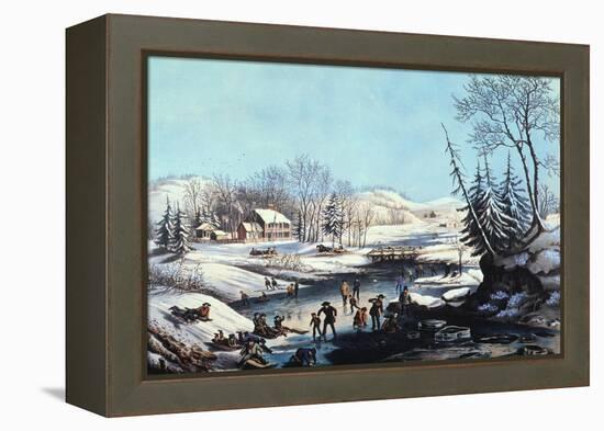 Winter Scene: Morning 1854-Currier & Ives-Framed Premier Image Canvas