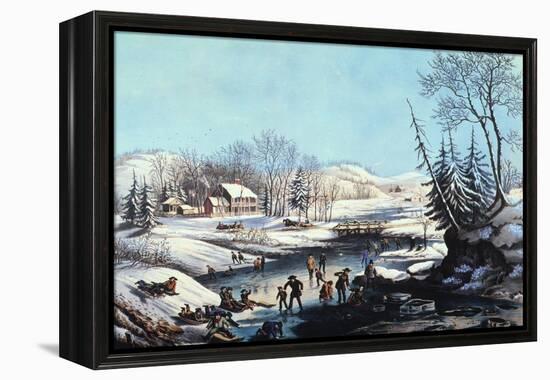 Winter Scene: Morning 1854-Currier & Ives-Framed Premier Image Canvas