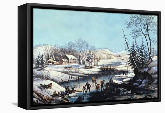 Winter Scene: Morning 1854-Currier & Ives-Framed Premier Image Canvas