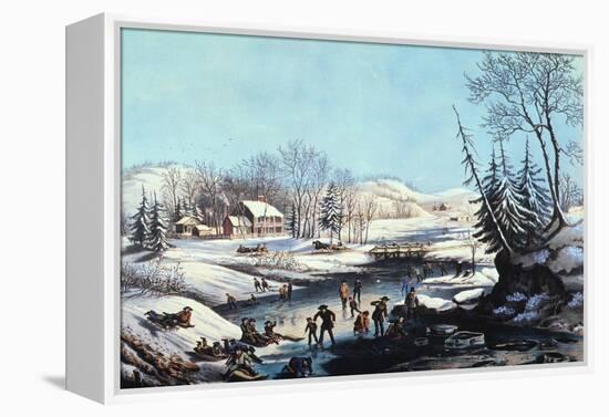 Winter Scene: Morning 1854-Currier & Ives-Framed Premier Image Canvas