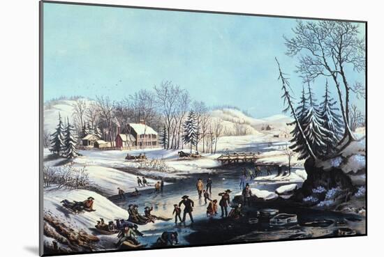 Winter Scene: Morning 1854-Currier & Ives-Mounted Giclee Print