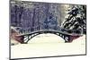 Winter Scene - Old Bridge in Winter Snowy Park-Gorilla-Mounted Photographic Print