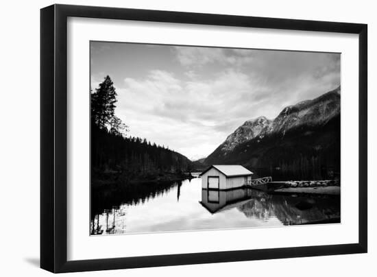 Winter Scene with Calm Water on Lake and Mountains-Sharon Wish-Framed Photographic Print