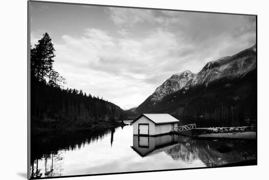 Winter Scene with Calm Water on Lake and Mountains-Sharon Wish-Mounted Photographic Print