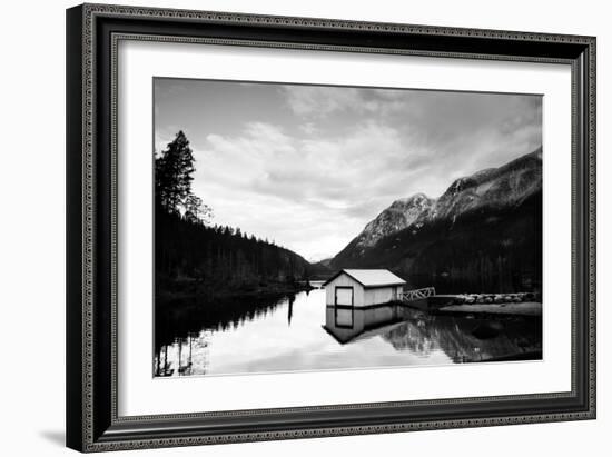 Winter Scene with Calm Water on Lake and Mountains-Sharon Wish-Framed Photographic Print