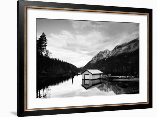 Winter Scene with Calm Water on Lake and Mountains-Sharon Wish-Framed Photographic Print