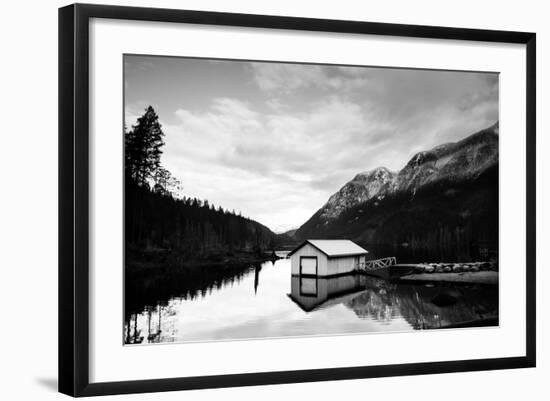 Winter Scene with Calm Water on Lake and Mountains-Sharon Wish-Framed Photographic Print