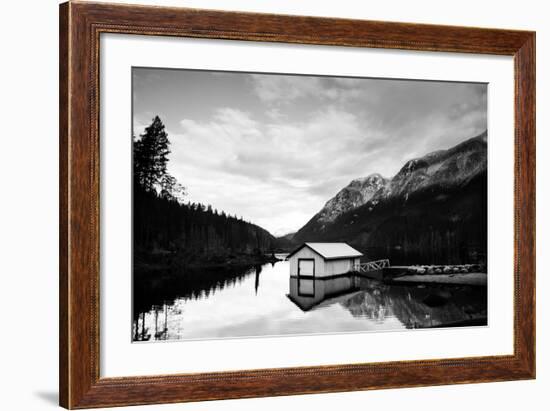 Winter Scene with Calm Water on Lake and Mountains-Sharon Wish-Framed Photographic Print