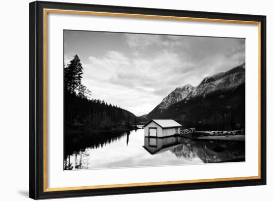 Winter Scene with Calm Water on Lake and Mountains-Sharon Wish-Framed Photographic Print