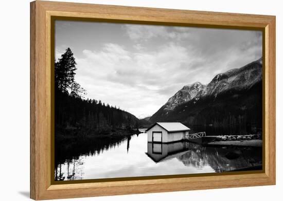 Winter Scene with Calm Water on Lake and Mountains-Sharon Wish-Framed Premier Image Canvas