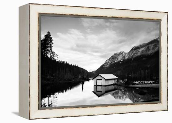 Winter Scene with Calm Water on Lake and Mountains-Sharon Wish-Framed Premier Image Canvas