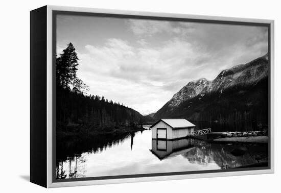 Winter Scene with Calm Water on Lake and Mountains-Sharon Wish-Framed Premier Image Canvas