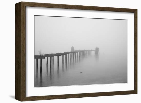 Winter Scene with Derelict Jetty-Sharon Wish-Framed Photographic Print