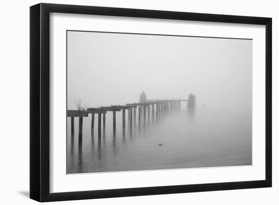 Winter Scene with Derelict Jetty-Sharon Wish-Framed Photographic Print