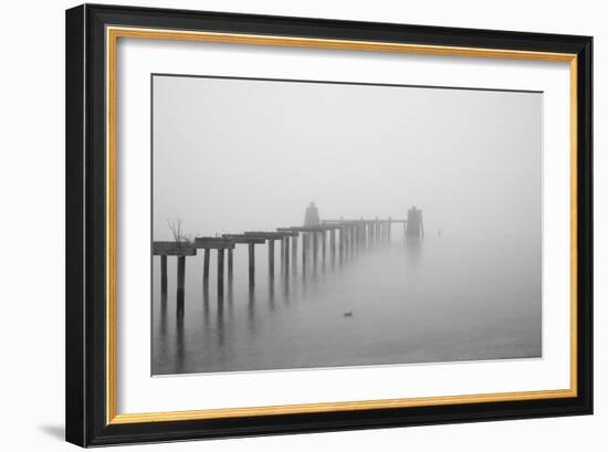 Winter Scene with Derelict Jetty-Sharon Wish-Framed Photographic Print