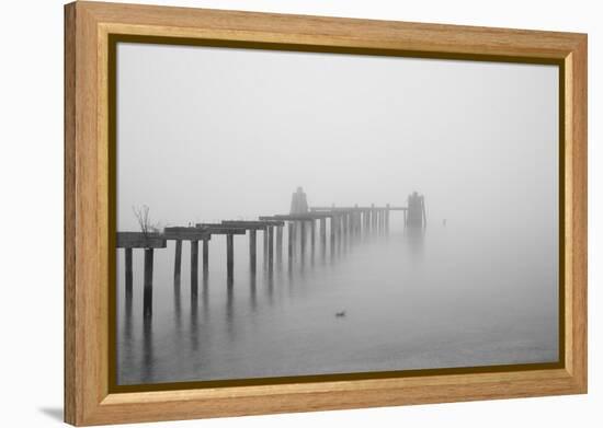 Winter Scene with Derelict Jetty-Sharon Wish-Framed Premier Image Canvas