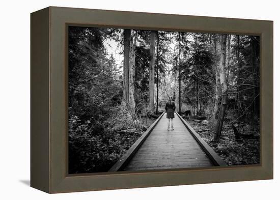 Winter Scene with Female Standing Alone in Woodland-Sharon Wish-Framed Premier Image Canvas