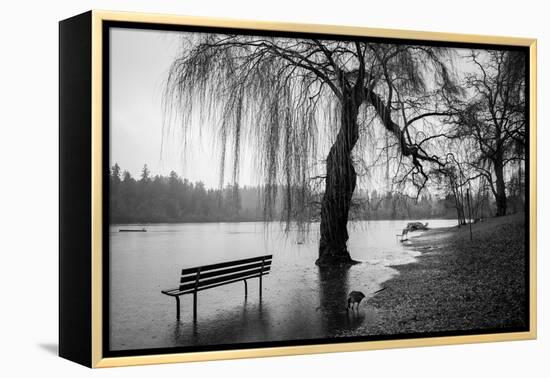 Winter Scene with Goose and Lake-Sharon Wish-Framed Premier Image Canvas