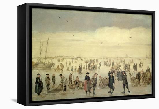 Winter Scene with Numerous Figures on the Ice, C.1600-31-Arent Arentsz-Framed Premier Image Canvas