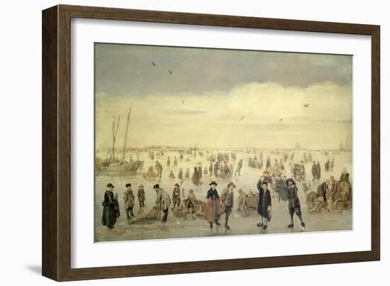 Winter Scene with Numerous Figures on the Ice, C.1600-31-Arent Arentsz-Framed Giclee Print