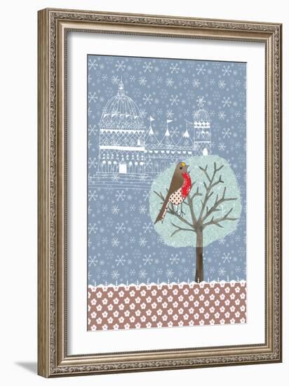 Winter Scene with Robin-Effie Zafiropoulou-Framed Giclee Print