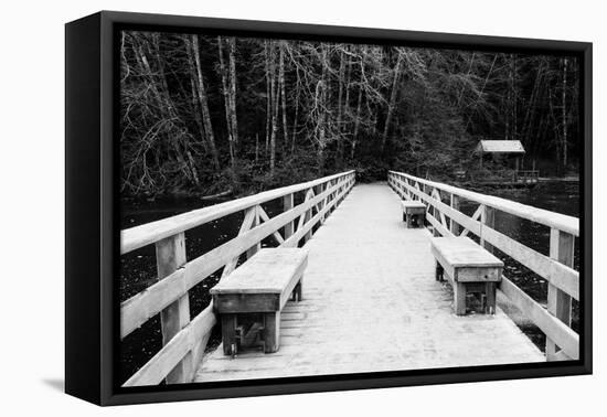 Winter Scene with Wooden Foot Bridge-Sharon Wish-Framed Premier Image Canvas
