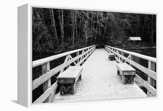 Winter Scene with Wooden Foot Bridge-Sharon Wish-Framed Premier Image Canvas