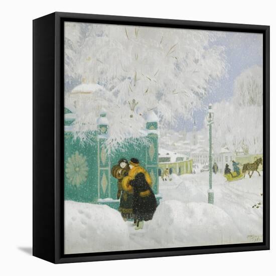 Winter Scene-Boris Michaylovich Kustodiev-Framed Premier Image Canvas